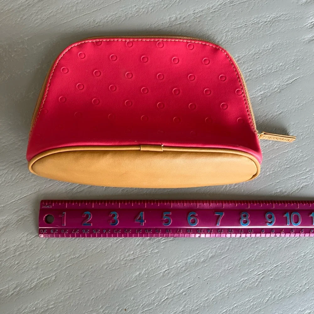 Vintage 90s Estée Lauder Pink Tan Zip Cosmetic Makeup Travel Bag